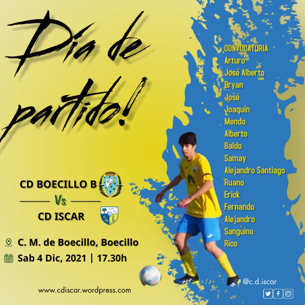 Convocatoria del C.D. Iscar Aficionado contra el C.D.&nbsp;Boecillo