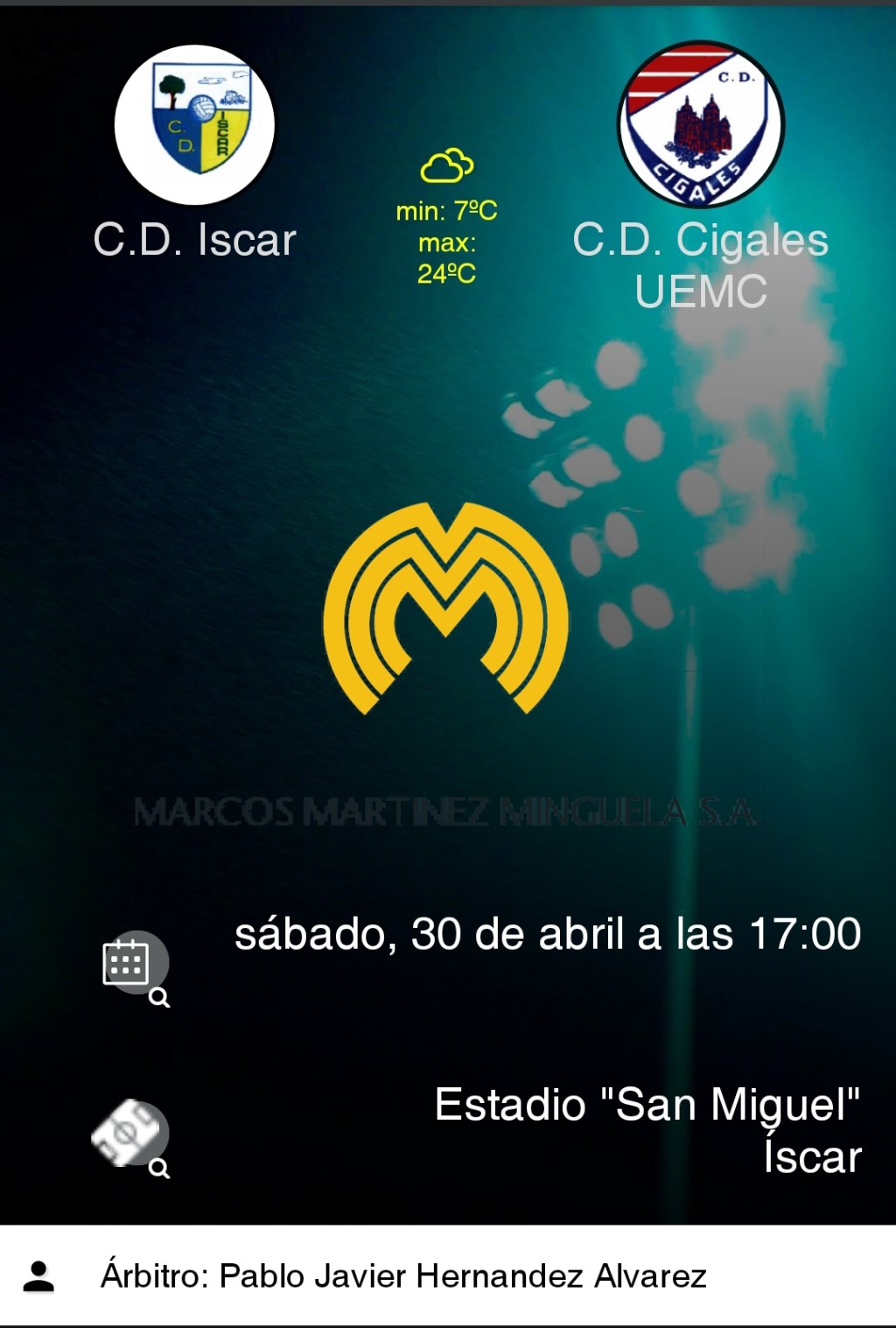 CD ÍSCAR – CD Cigales, sábado 30 a las&nbsp;17:00h