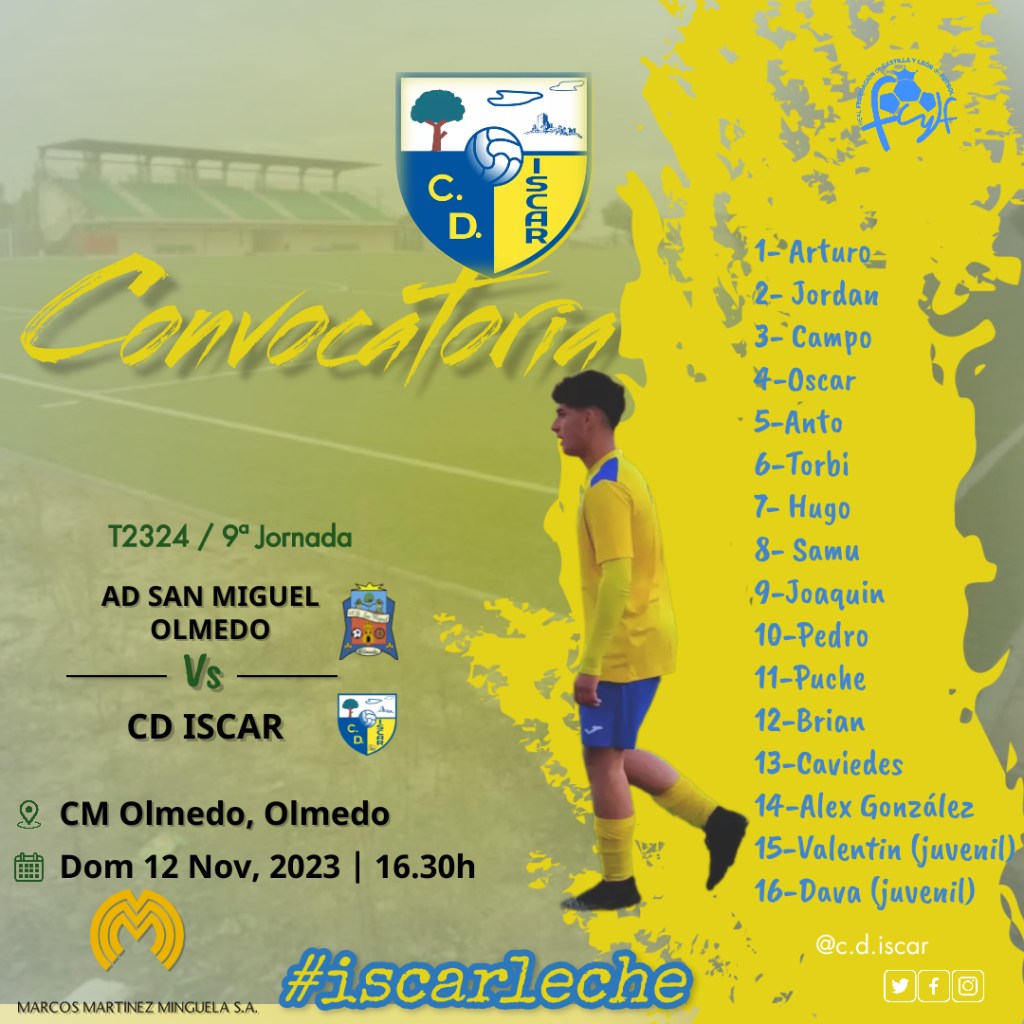 Convocatoria del C.D.Íscar ante el A.D. San&nbsp;Miguel