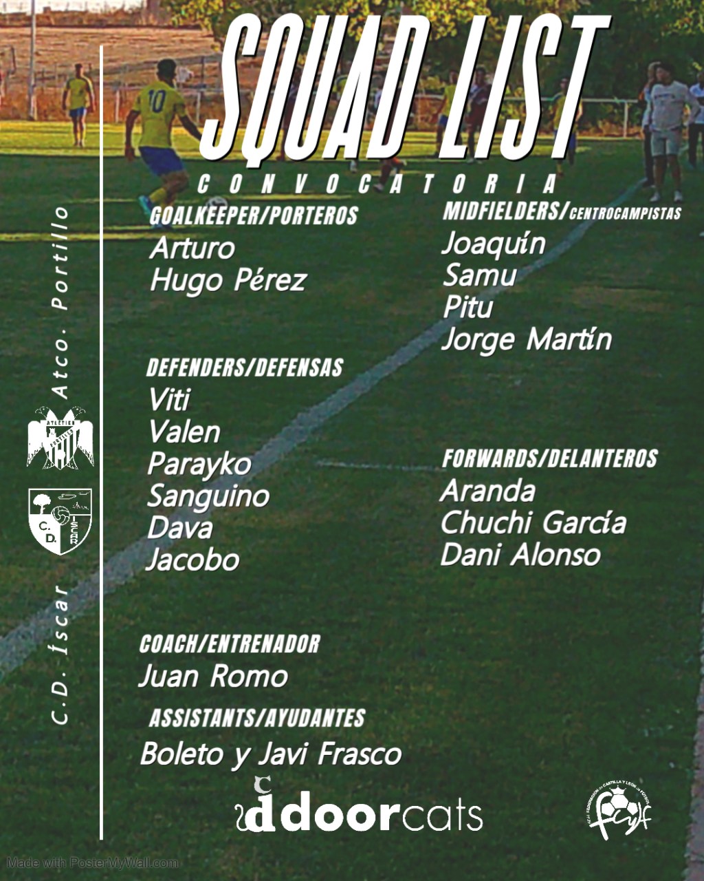 Convocatoria contra el Atlético&nbsp;Portillo