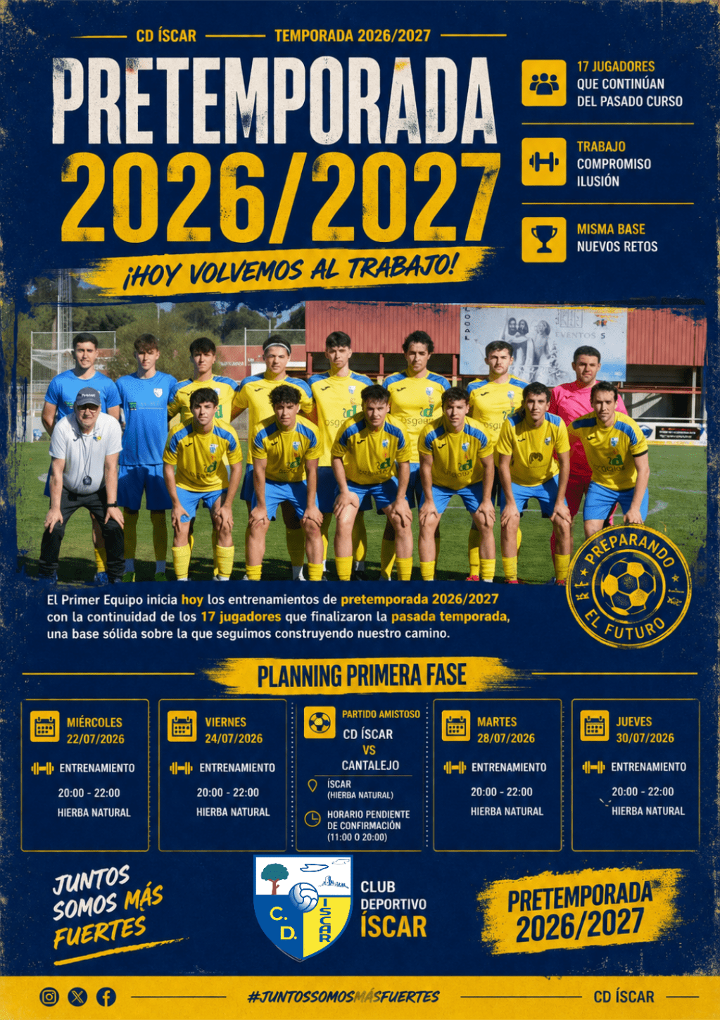 El C.D. Íscar comienza hoy la pretemporada&nbsp;2026/2027