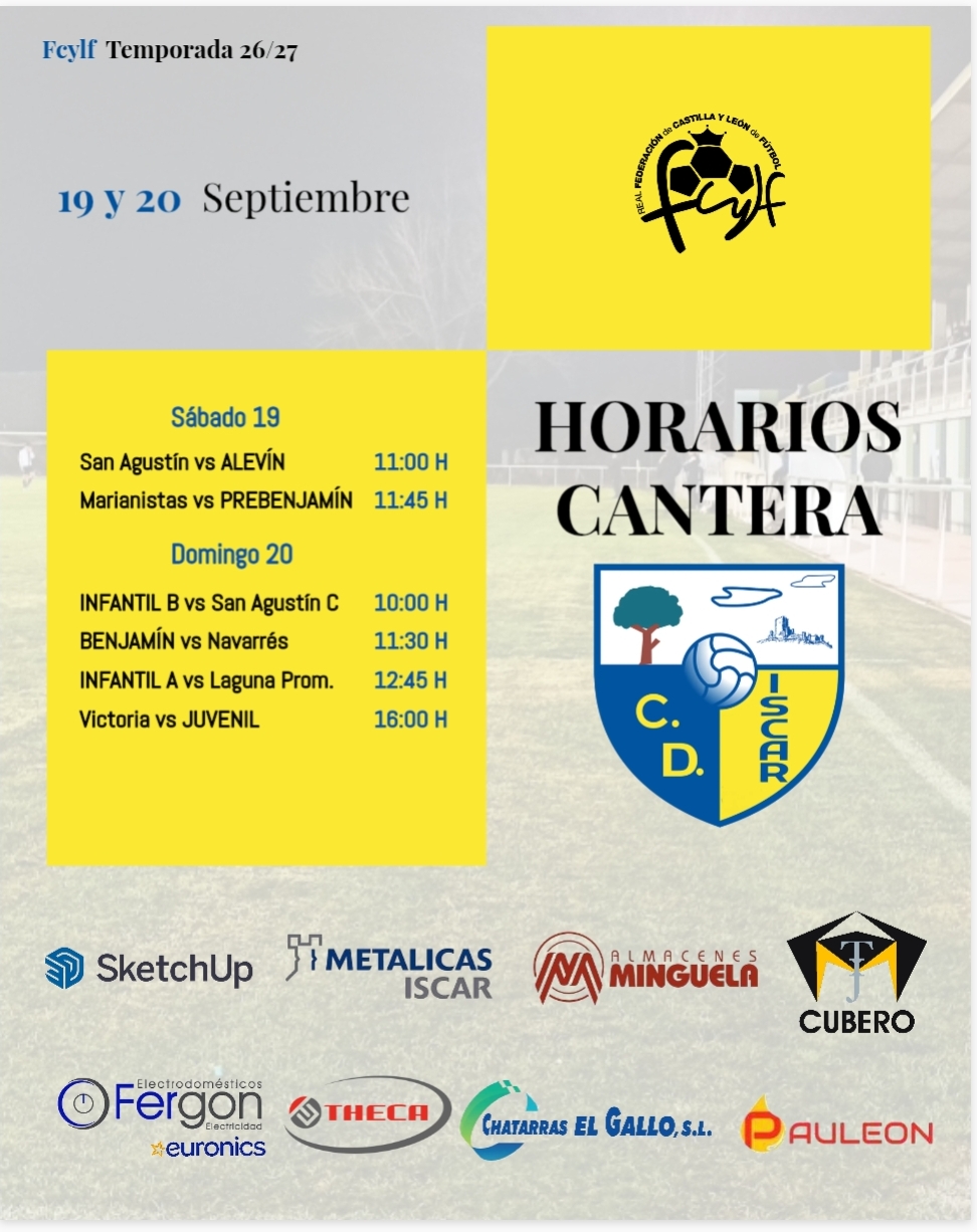 Horarios de la Cantera | 1ª jornada de Liga&nbsp;💛💙