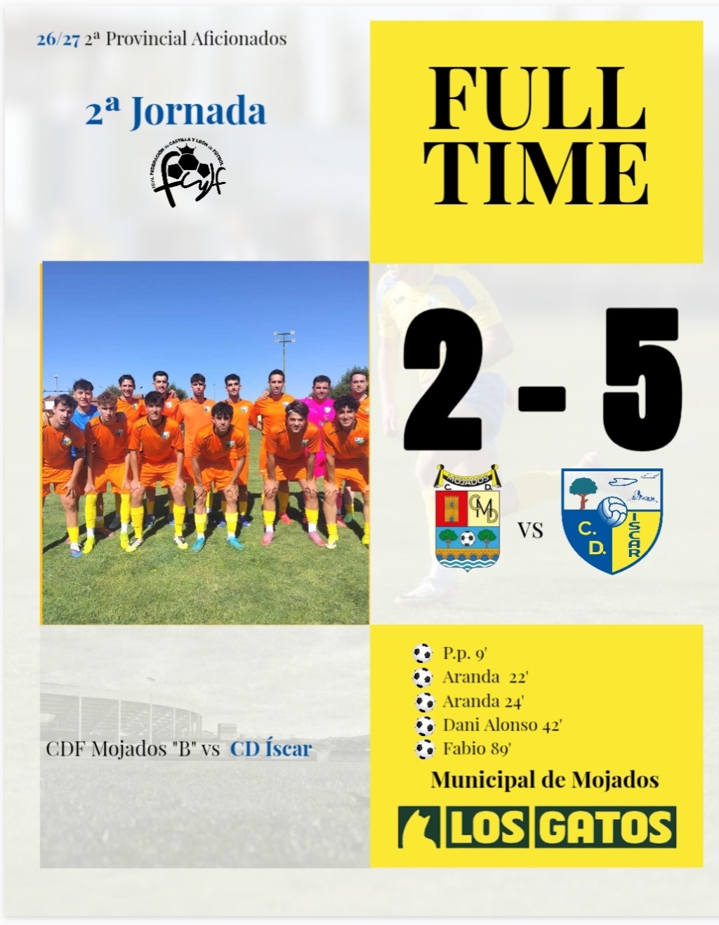 El C.D. Íscar golea en Mojados y suma su segunda victoria&nbsp;💛💙